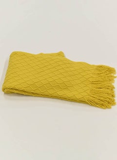 اشتري غطاء خفيف من أكريليك 100% بغرز حياكة تشبه الكابل أصفر Queen في الامارات