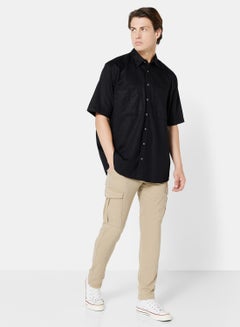 Buy Basic Relaxed Fit Shirt Black in Saudi Arabia
