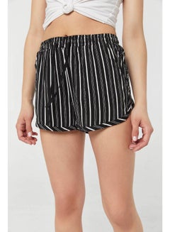 Buy Casual Striped Twill Shorts Black/White in UAE