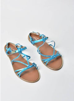 Buy Multi Thin Strap Slip-On Flat Sandals Dark Blue in Saudi Arabia