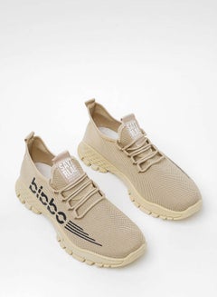 اشتري Men's Lace-Up Low Top Sneakers Khaki في السعودية