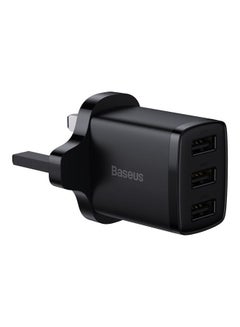 Buy USB Wall Charger, 3-Port 17W/3.4A USB Charger Plug Cube Portable UK Power Adapter Plug with Smart IC Technology for iPhone, iPad, Samsung Galaxy, Huawei and etc Black in UAE