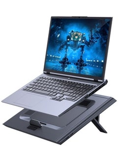 Buy ThermoCool Heat Dissipating Laptop Stand Hollow Carved Cooling Fan With 5 Level Wind Speed Grey in UAE
