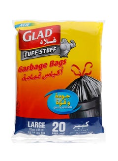 اشتري Tuff Stuff Garbage Drawstring Bag Large Black 110L 20 Bags في الامارات
