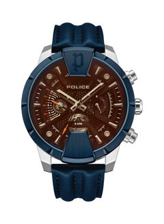 Buy Men's Huntley Leather Strap Chronograph Wrist Watch PEWJF2203740 - 45mm - Blue in UAE