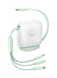 Buy iPhone 15, 3 in 1 Fast Charging Cable 100W Retractable 1.7M, Type C to Lightning/USB-C/Micro, Data Transfer for iPhone 15 Pro Max, iPhone 15/15 Plus, iPad Pro, and MacBook/Huawei/Samsung and More Green Green in UAE