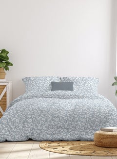 Buy Comforter Set With Pillow Cover 50X75 Cm, Comforter 260X240 Cm - For King Size Mattress - 100% Cotton Percale/Chintz - Sleep Well Lightweight And Warm Bed Linen Cotton Slate Blue in Saudi Arabia