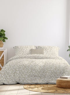 Buy Comforter Set King Size All Season Everyday Use Bedding Set 100% Cotton 3 Pieces 1 Comforter 2 Pillow Covers  Light Beige/White Cotton Light Beige/White 200 x 240cm in UAE