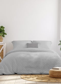 اشتري Comforter Set Queen Size All Season Everyday Use Bedding Set 100% Cotton 3 Pieces 1 Comforter 2 Pillow Covers  Grey Cotton Grey 160 x 220cm في الامارات