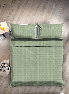 Buy Duvet Cover Set - With 1 Duvet Cover 260X220 Cm And 2 Pillow Cover 50X75 Cm - For King/Super King Size Mattress - 100% Cotton Percale 144 Thread Count Cotton Geometry Green in Saudi Arabia