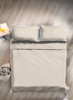 اشتري Duvet Cover Set- With 1 Duvet Cover 200X200 Cm And 2 Pillow Cover 50X75 Cm - For Queen Size Mattress - Eva Beige 100% Cotton Percale 144 Thread Count Cotton Eva Beige في الامارات