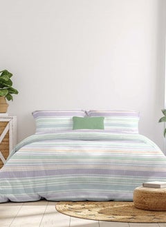 Buy Comforter Set Queen Size All Season Everyday Use Bedding Set 100% Cotton 3 Pieces 1 Comforter 2 Pillow Covers White/Pink/Green Cotton White/Pink/Green Cotton White/Pink/Green in UAE