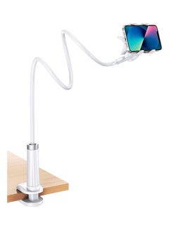 Buy Gooseneck Phone Holder 360 Adjustable Lazy Holder Mount Clamp with Sturdy Flexible Long Arm Compatible for Most Phones, iPhone 15 Pro/Pro Max, Samsung Galaxy, all 4\"-7.1\" Phones White in Egypt