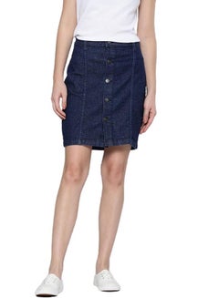 Buy Stylish Straight Fit Mini Denim Skirt Dark Blue in Saudi Arabia