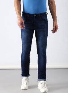Buy Slim Fit Jeans Dark Wash Blue in UAE