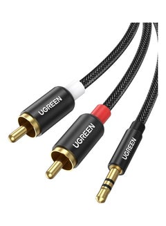 Buy RCA to 3.5mm Audio Cable 2 Male to Male Stereo Jack Phono Y Splitter Nylon-Braided Aux Cord for Dolby Digital/DTS/Speaker/Gold-Plated Connector/ 2M/Black Black in UAE