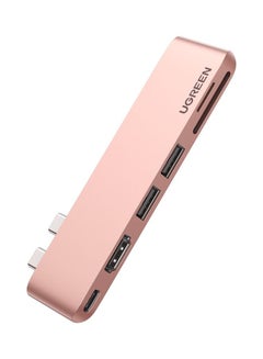 Buy USB C Hub for MacBook Pro 6-In-2 Type C Hub Adapter with 4K HDMI Thunderbolt 3 USB-C Port SD TF Card Reader Rose Gold in Saudi Arabia