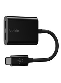 Buy Belkin USB-C Splitter (Audio + Charge Adapter) USB-C Headphone Adapter, USB-C PD Fast Charging Black in UAE