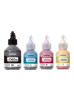اشتري Pack of 4 Brother BTD60/BT5000 Ink Bottle Set | Works with DCP-T310, DCP-T510W, DCP-T710W, DCP-T810W, MFC-T910DW Black, Cyan, Yellow & Magenta في الامارات