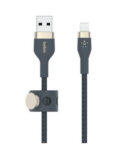 Buy Boost Charge Pro Flex USB-A Braided Silicone Cable With Lightning Connector, 3M Blue in UAE