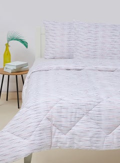 Buy Comforter Set With Pillow Cover 50X75 Cm, Comforter 260X240 Cm - For King/Super King Size Mattress - 100% Cotton Ombre Dots Percale Rotary Print - Sleep Well Lightweight And Warm Bed Linen Cotton White/grey/brown/pink in Saudi Arabia