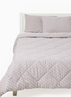 Buy Comforter Set King Size All Season Everyday Use Bedding Set 100% Cotton 3 Pieces 1 Comforter 2 Pillow Covers  White/Grey/Light Pink Cotton White/Grey/Light Pink in Saudi Arabia
