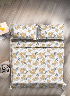 Buy Duvet Cover Set - With 1 Duvet Cover 160X200 Cm And 2 Pillow Cover 50X75 Cm - For Twin Size Mattress - 100% Cotton Percale 180 Thread Count Cotton Lavida Gold Twin in UAE