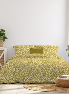 Buy Comforter Set With Pillow Cover 50X75 Cm, Comforter 200X240 Cm - For Queen Size Mattress - 100% Cotton Percale Chintz - Sleep Well Lightweight And Warm Bed Linen Cotton Pantone Gold in UAE