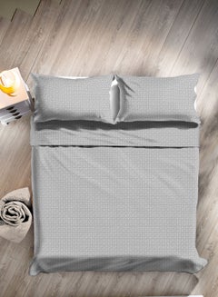 اشتري Duvet Cover Set- With 1 Duvet Cover 160X200 Cm And 2 Pillow Cover 50X75 Cm - For Twin Size Mattress -Geometry Grey 100% Cotton Percale 144 Thread Count Cotton Geometry Grey Twin في الامارات