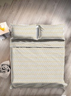 Buy Duvet Cover Set - With 1 Duvet Cover 160X200 Cm And 2 Pillow Cover 50X75 Cm - For Twin Size Mattress - 100% Cotton Percale 144 Thread Count Cotton Chevron Gold Twin in Saudi Arabia