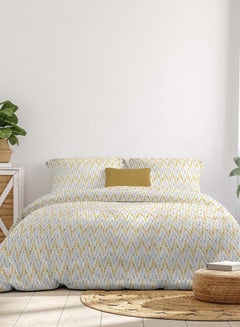 اشتري Comforter Set Queen Size All Season Everyday Use Bedding Set 100% Cotton 3 Pieces 1 Comforter 2 Pillow Covers  Gold Cotton Gold 160 x 220cm في الامارات