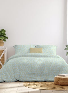 اشتري Comforter Set Queen Size All Season Everyday Use Bedding Set 100% Cotton 3 Pieces 1 Comforter 2 Pillow Covers  Sea Blue Cotton Sea Blue 160 x 220cm في الامارات