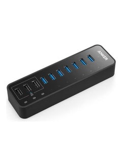 Buy 10 Port 60W Data Hub with 7 USB 3.0 Ports and 3 PowerIQ Charging Ports for Macbook, Mac Pro/mini, iMac, XPS, Surface Pro, iPhone 7, 6s Plus, iPad Air 2, Galaxy Series, Mobile HDD, and More Black in UAE
