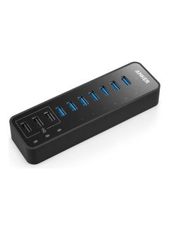 اشتري 10 Port 60W Data Hub with 7 USB 3.0 Ports and 3 PowerIQ Charging Ports for Macbook, Mac Pro/mini, iMac, XPS, Surface Pro, iPhone 7, 6s Plus, iPad Air 2, Galaxy Series, Mobile HDD, and More Black في الامارات