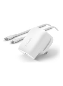 Buy Type-C Wall Charger 30W With Type-C To Lightning Cable White in Saudi Arabia