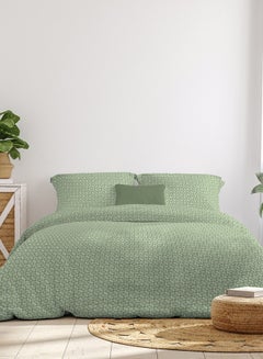 اشتري Comforter Set Queen Size All Season Everyday Use Bedding Set 100% Cotton 3 Pieces 1 Comforter 2 Pillow Covers  Asparagus Green Cotton Asparagus Green 160 x 220cm في الامارات