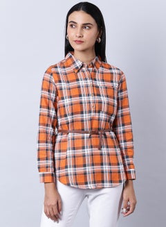 Buy Long Sleeve Checkered Tunic Multicolour in UAE