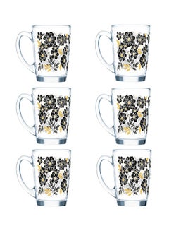 Buy 6 Piece Glass Mug Set - Made Of Tempered Glass - Coffee Mug Set For Cappuccino, Latte, Expresso, Tea - Heat Resistant Handles - Mug - A Cup Of Coffee - Coffee Mug - Each 320 ml - Mirnagold Multicolor in Saudi Arabia