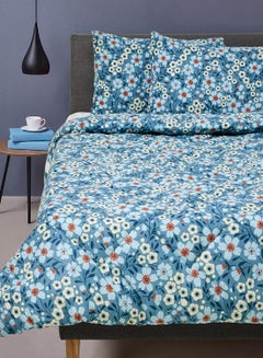 اشتري Comforter Set Queen Size All Season Everyday Use Bedding Set 100% Cotton 3 Pieces 1 Comforter 2 Pillow Covers  Blue Cotton Blue في الامارات