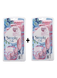 Buy Two Packs Simply Razor Set 8-Piece Pink in Saudi Arabia