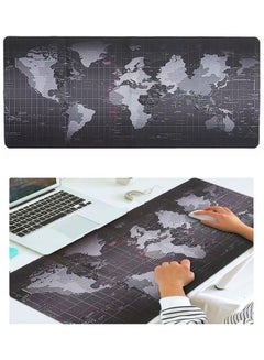 اشتري World Map Mouse Pad Large Gaming Mouse Pad Non-Slip Rubber Waterproof Desktop Mat Suitable for Keyboard Computer Laptop Gamers 70x30cm Grey/Black في الامارات