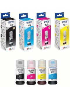 Buy Pack of 4 Epson 103 Ink Bottle Set Black, Cyan, Yellow & Magenta in Saudi Arabia