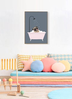 Buy Bathtub Printed Canvas Painting Pink/Grey/Black 57 x 71 x 4.5cm in Saudi Arabia