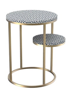 Buy Side Table Luxurious - In Gold/Blue Bone Inlay - Used Next To Sofa As Coffee Corner Gold/Blue 45 x 45 x 60cm in UAE