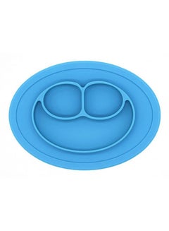 Buy Silicon Plate, Happy Plate, Babies And Toddler, Non Slip, Suction Plate, Divided Plate, Bpa Free, 100% Food Grade Silicone, Oval Shaped, Blue in Saudi Arabia