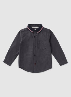 Buy Casual Collared Neck Shirt Grey/Black in UAE