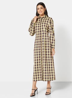 Buy Checked Pattern Shirt Dress Multicolour in UAE