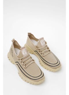 Buy Men's Lace-Up Low Top Sneakers Khaki in UAE