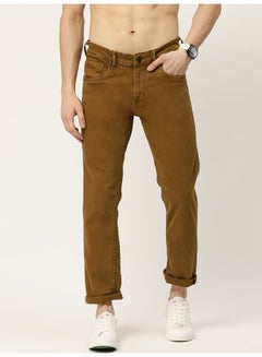 Buy Slim Fit Mid-Rise Jeans Brown in UAE