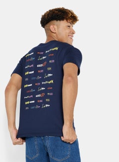Buy Text Print T-Shirt Navy in UAE